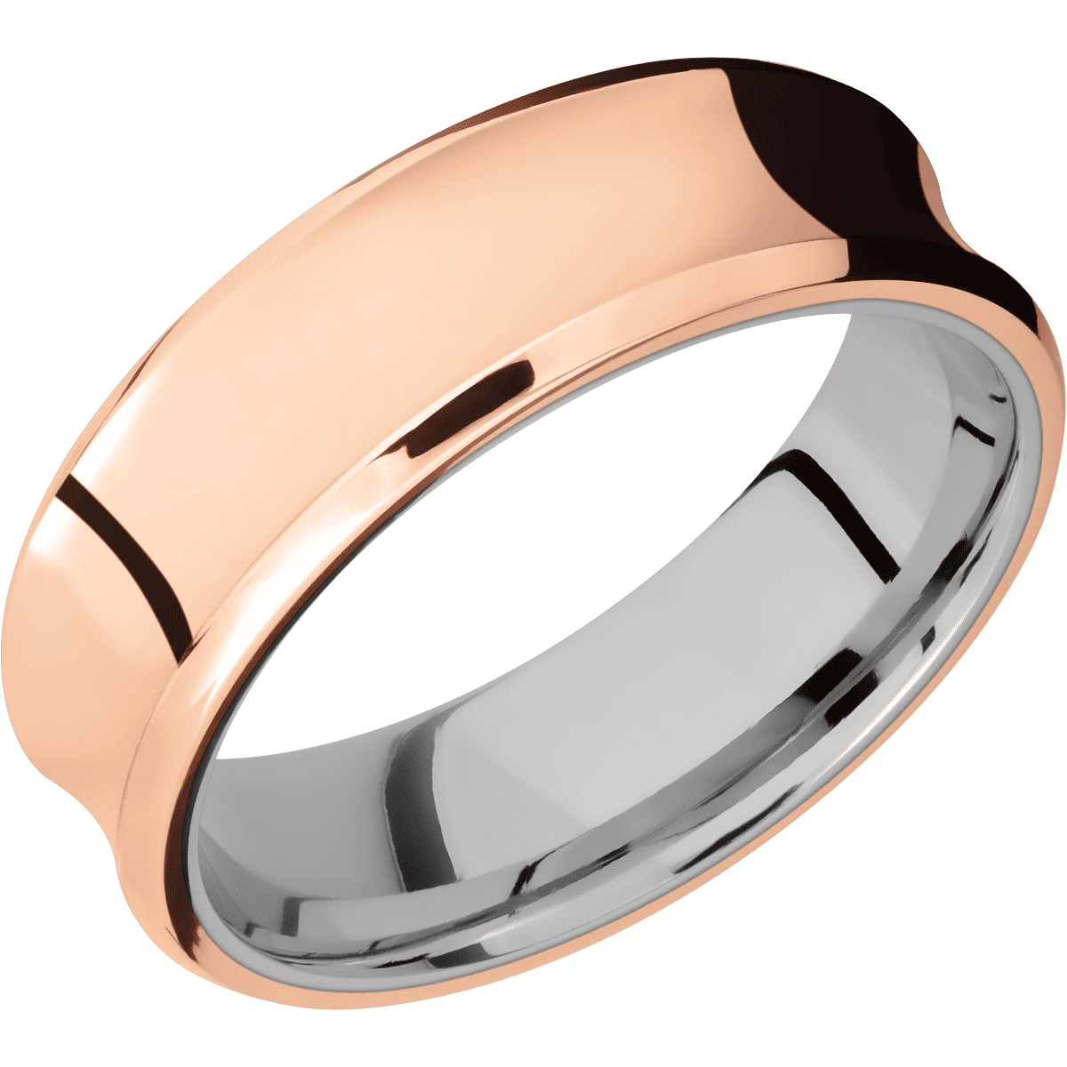 18K Rose Gold + Polish , Polish Finish + Titanium
