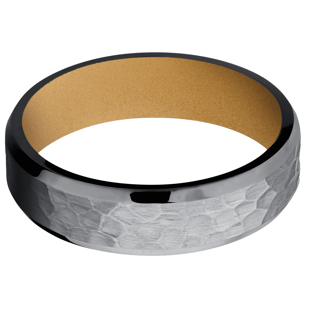 Tantalum + Hammer , Polish Finish + Gold