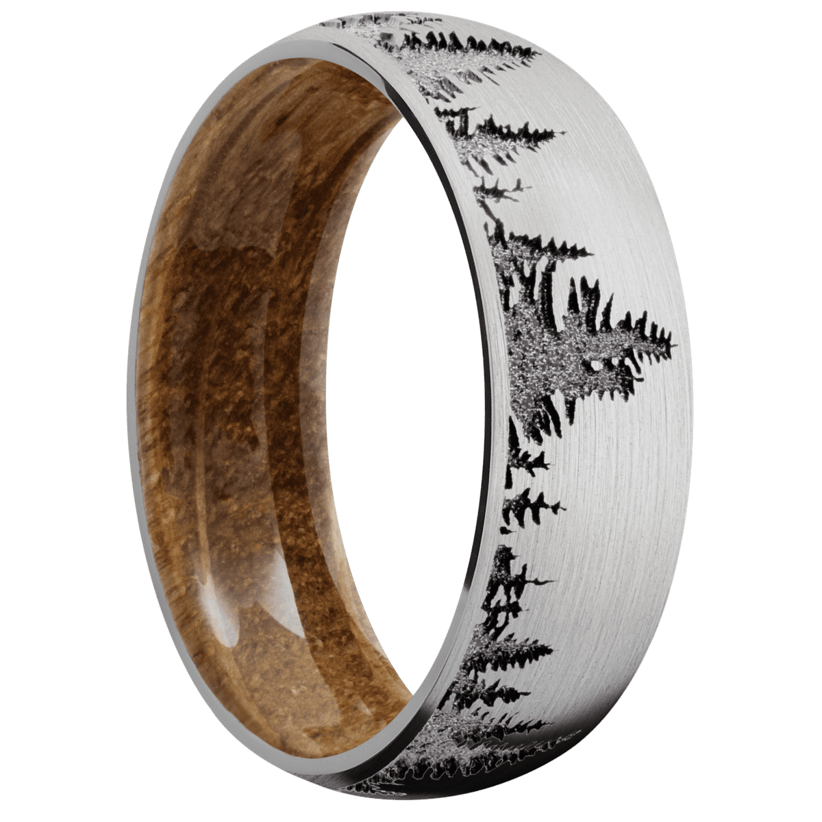 10K White Gold + Satin Finish + Whiskey Barrel