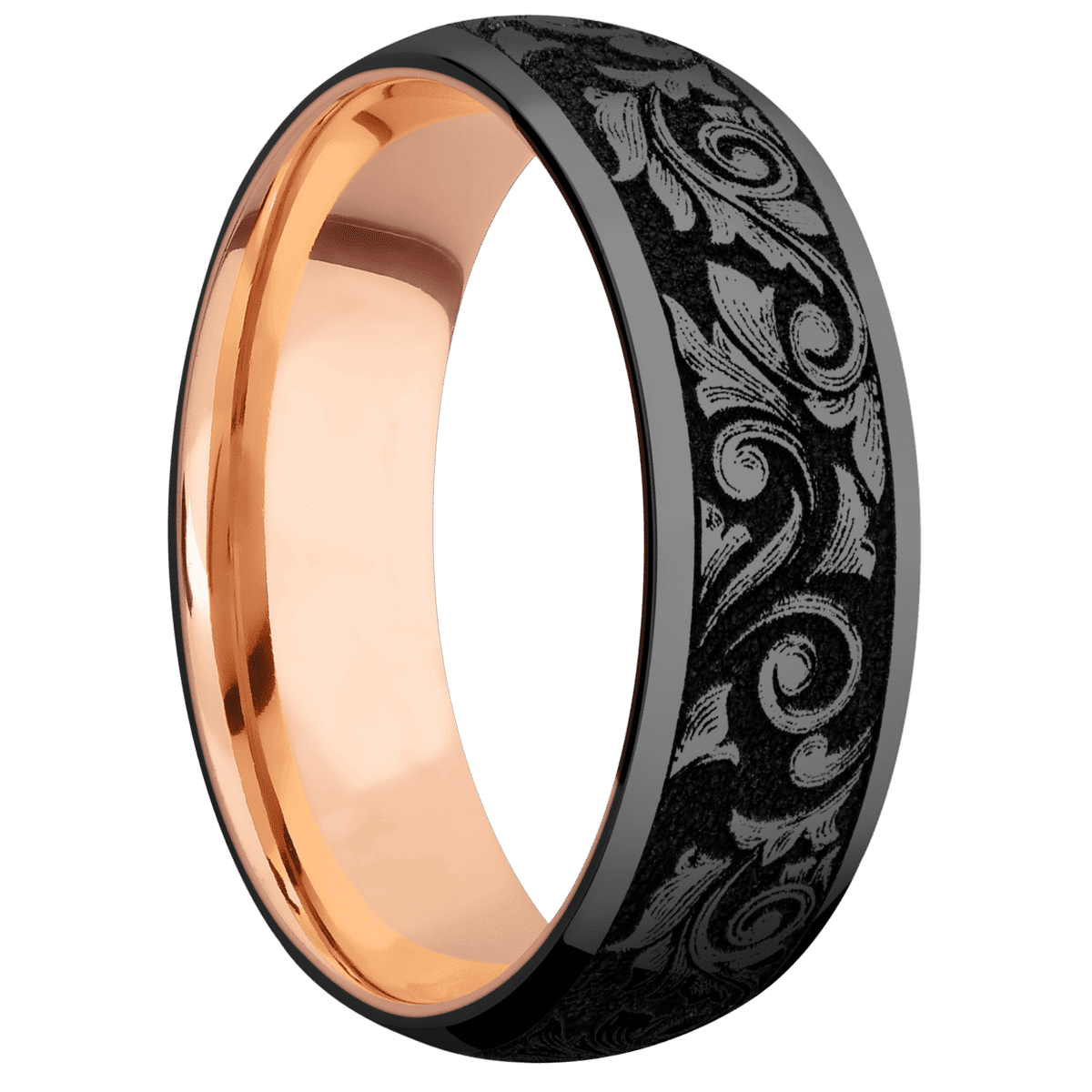 Zirconium + Polish Finish + 14K Rose Gold