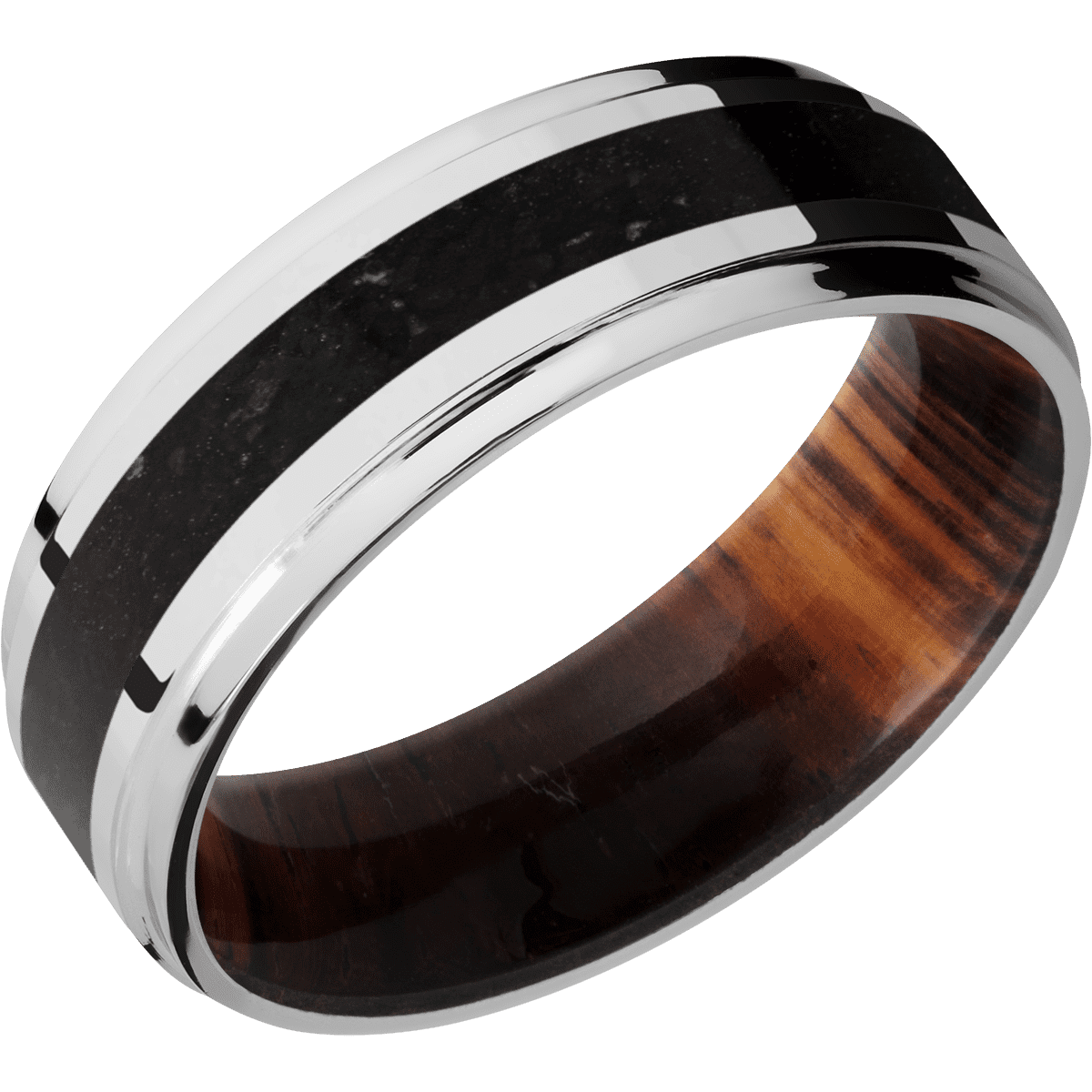10K White Gold + Polish , Polish Finish + Cocobolo