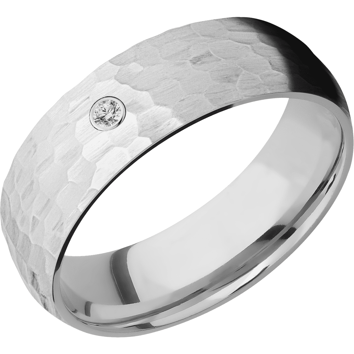 18K White Gold + Hammer Finish