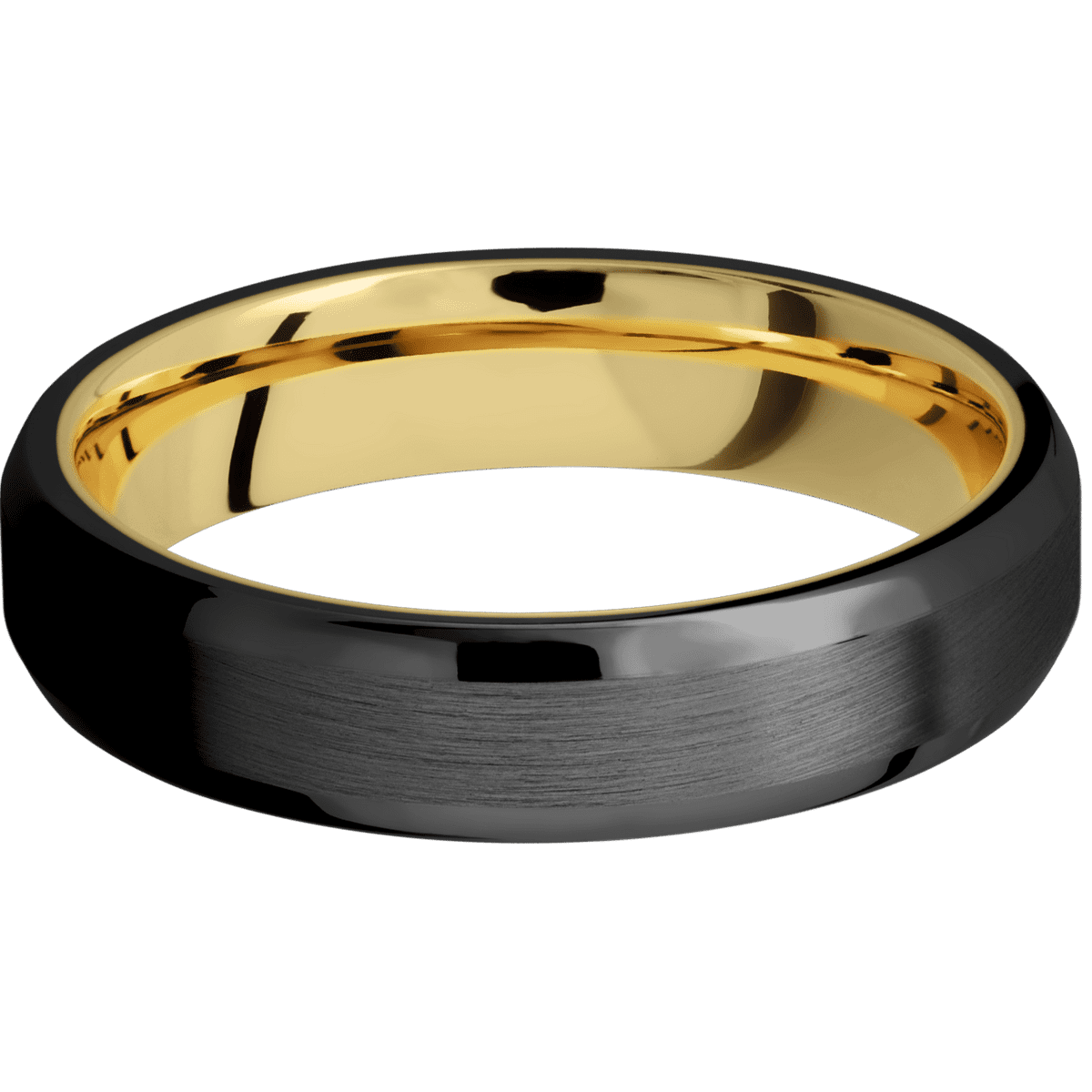 Zirconium + Satin , Polish Finish + 14K Yellow Gold