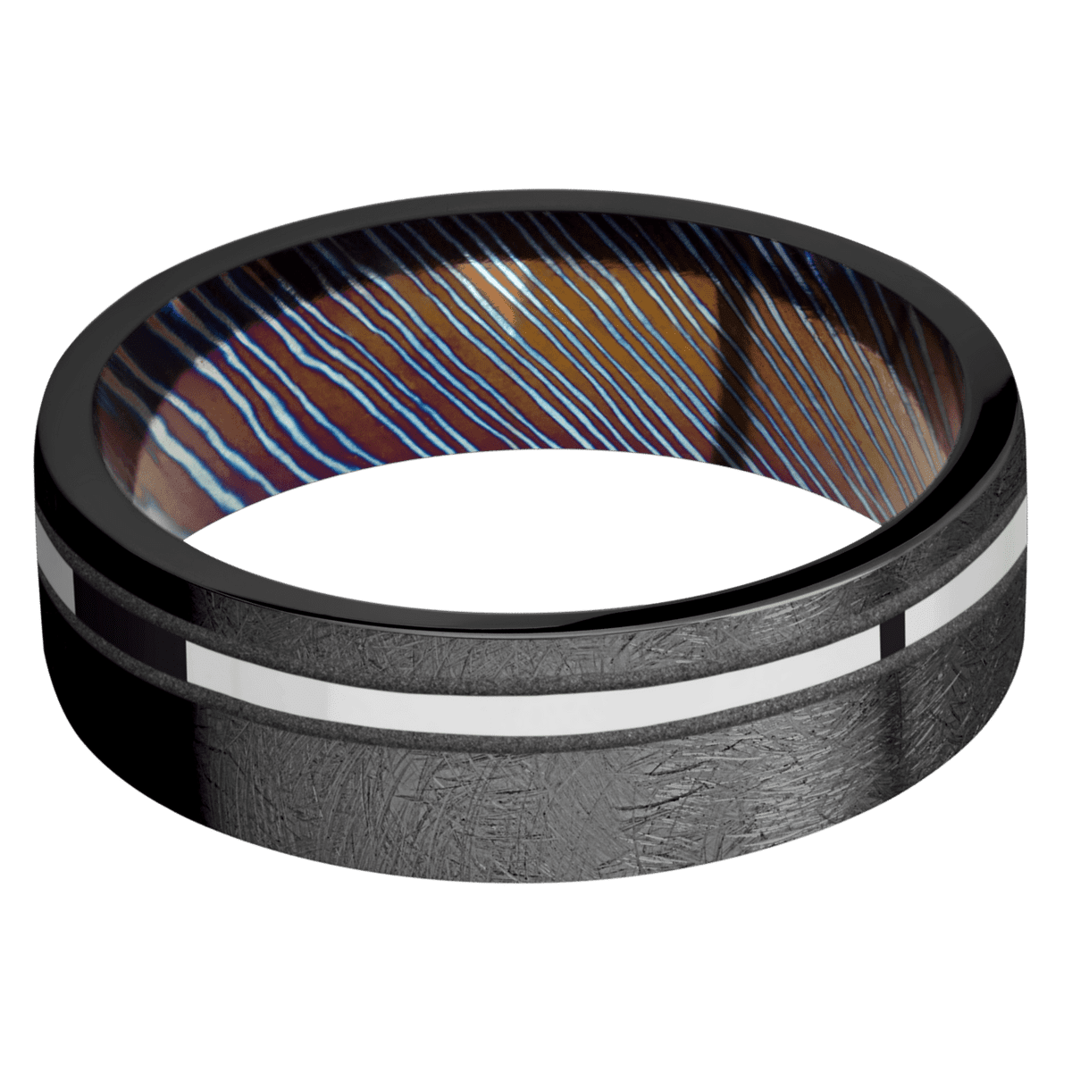 Zirconium + Distressed , Distressed Finish + Titanium Damascus