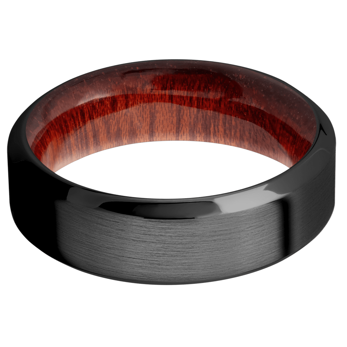 Zirconium + Satin , Polish Finish + Blood Wood