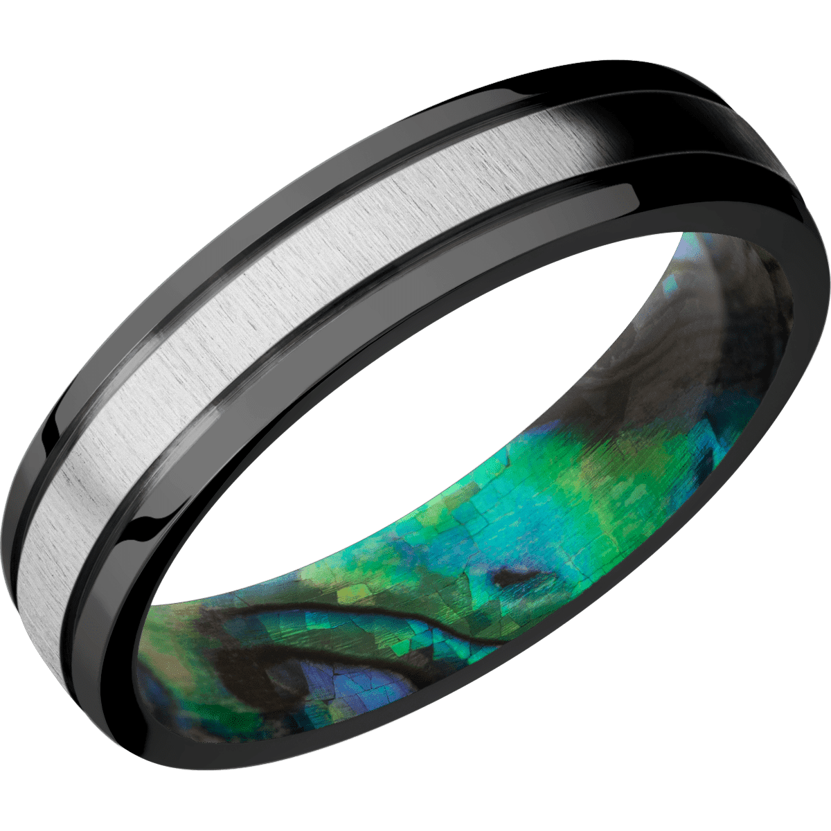 Zirconium + Crosssatinsilver , Polish Finish + Abalone