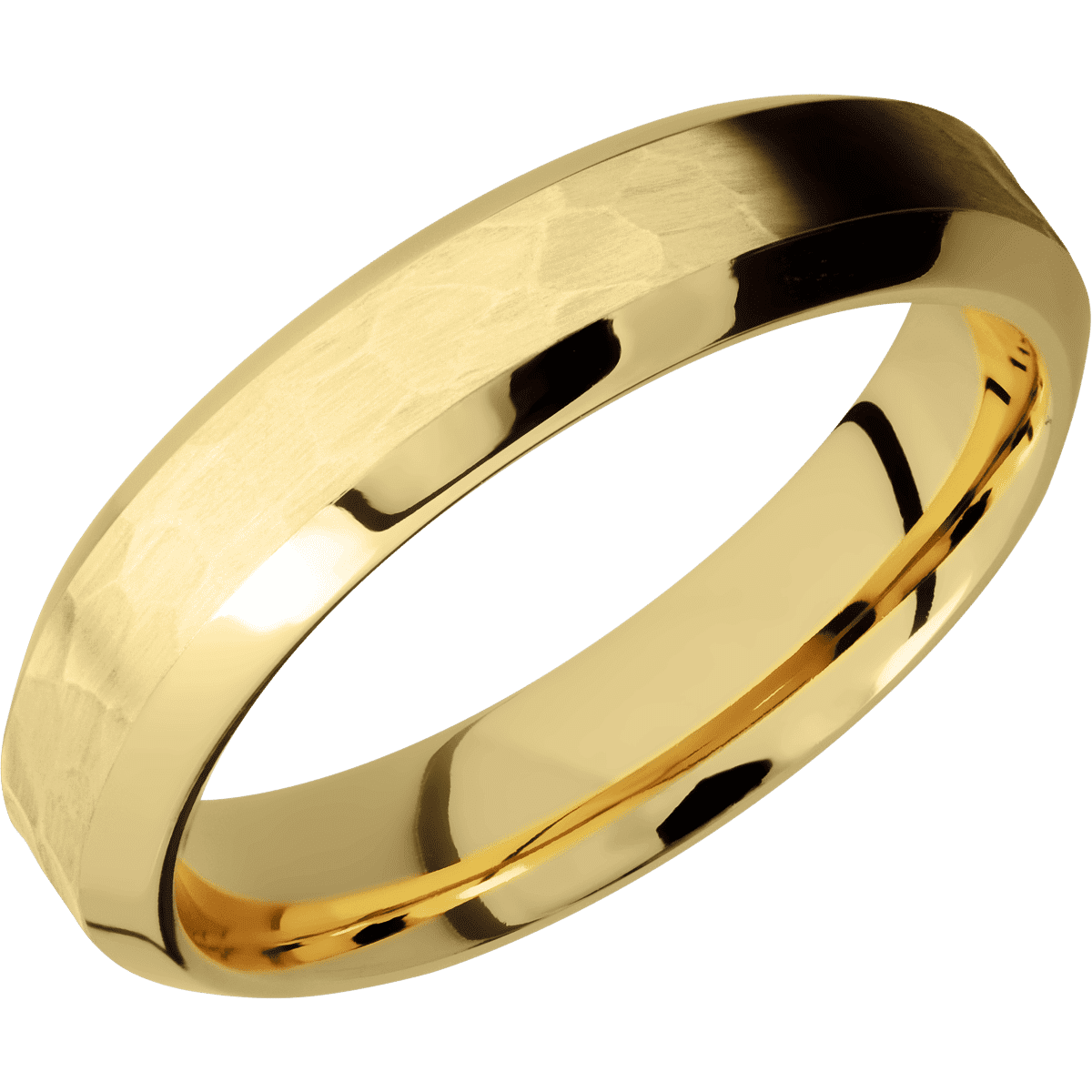 10K Yellow Gold + Hammer , Polish Finish