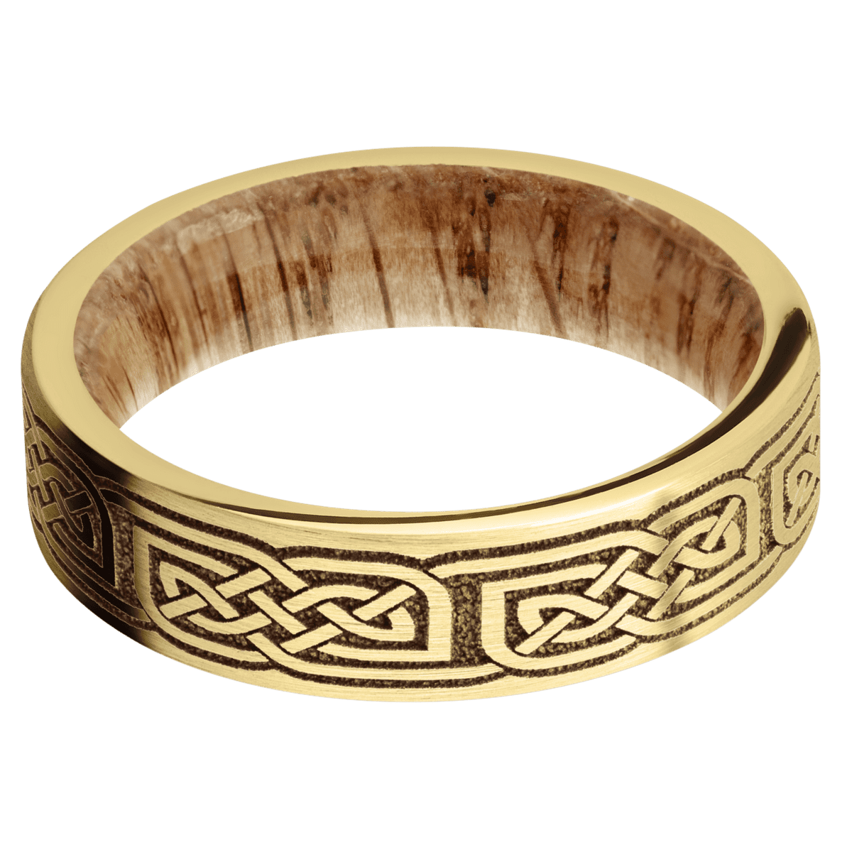14K Yellow Gold + Satin Finish + Natural Oak
