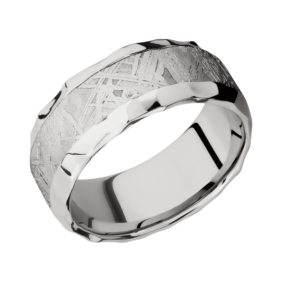 Handsome Cobalt Chrome Meteorite Polish Finish Mens Wedding or Everyday Ring Emblem