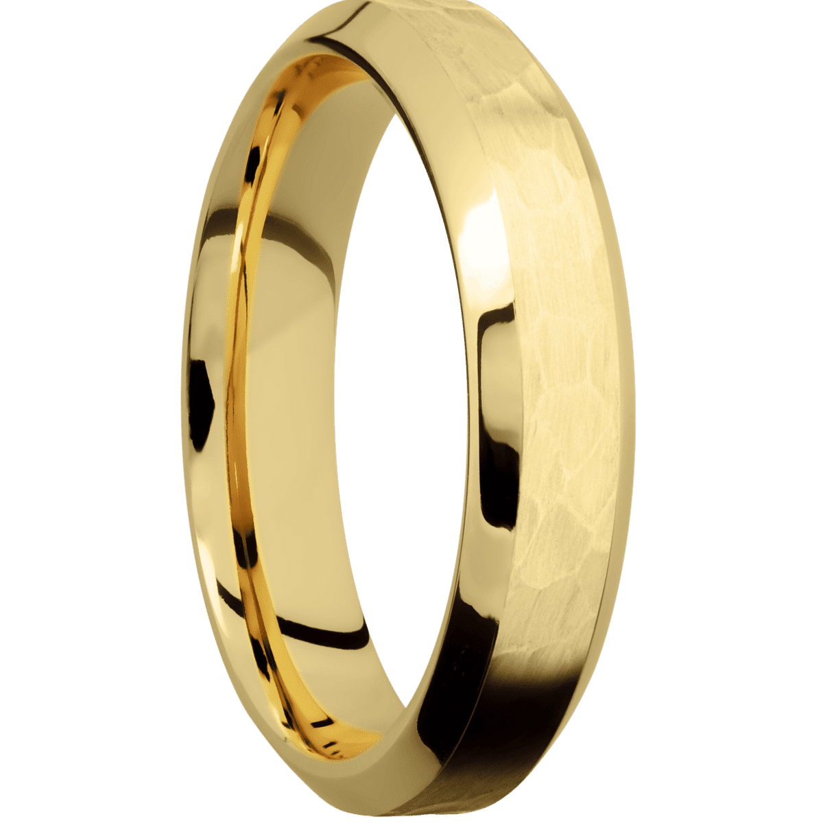 10K Yellow Gold + Hammer , Polish Finish