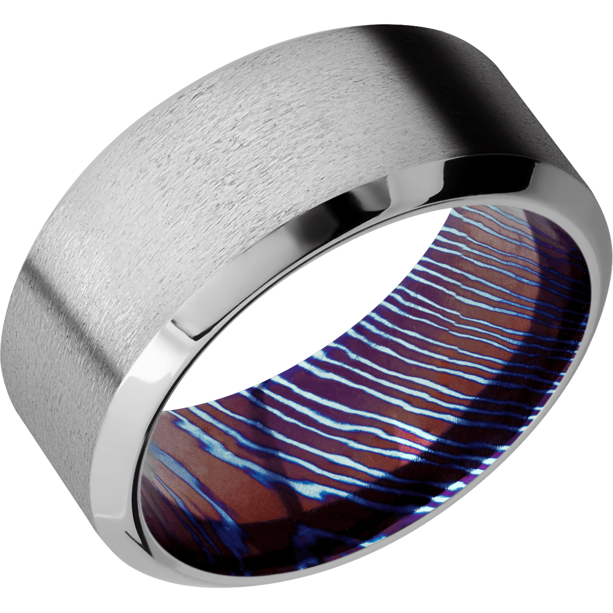 Titanium + Stone , Polish Finish + Titanium Damascus