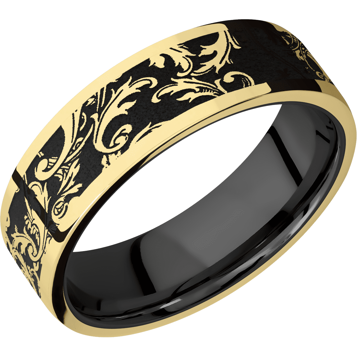 14K Yellow Gold + Polish Finish + Zirconium