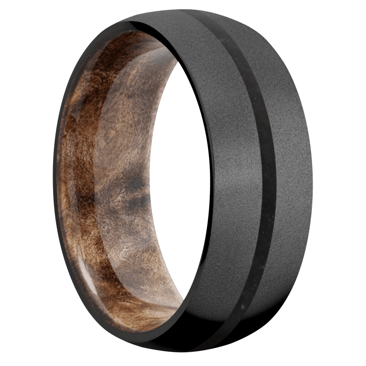 Zirconium + Bead Finish + Maple Burl