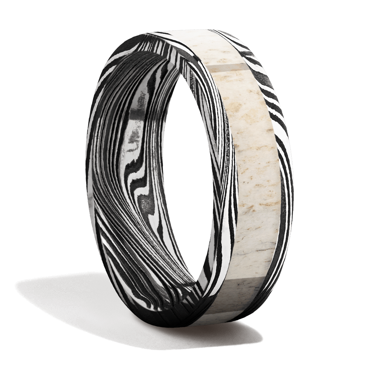 Damascus Steel + Antler + Acid Finish
