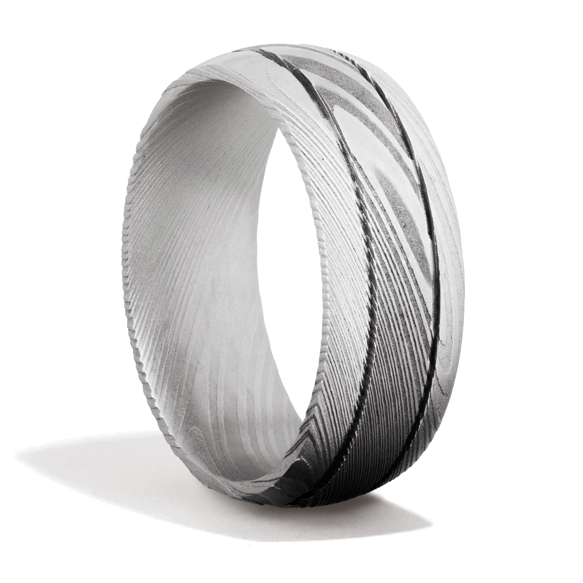 Damascus Steel + Two Accent Grooves