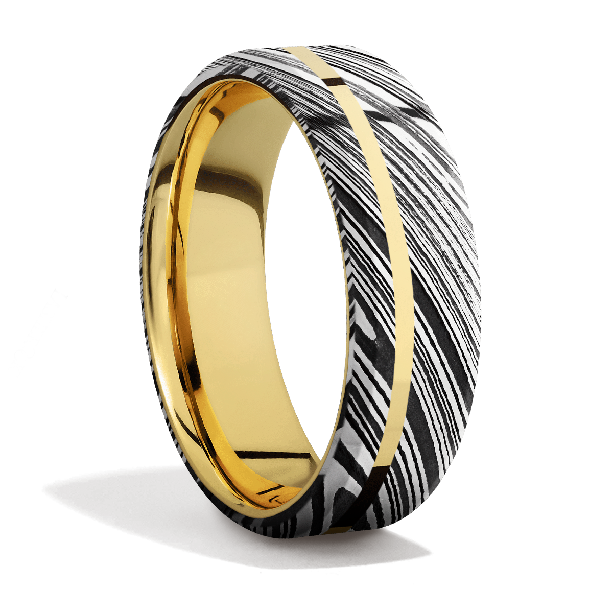 Damascus Steel + Precious Metal + Acid Finish