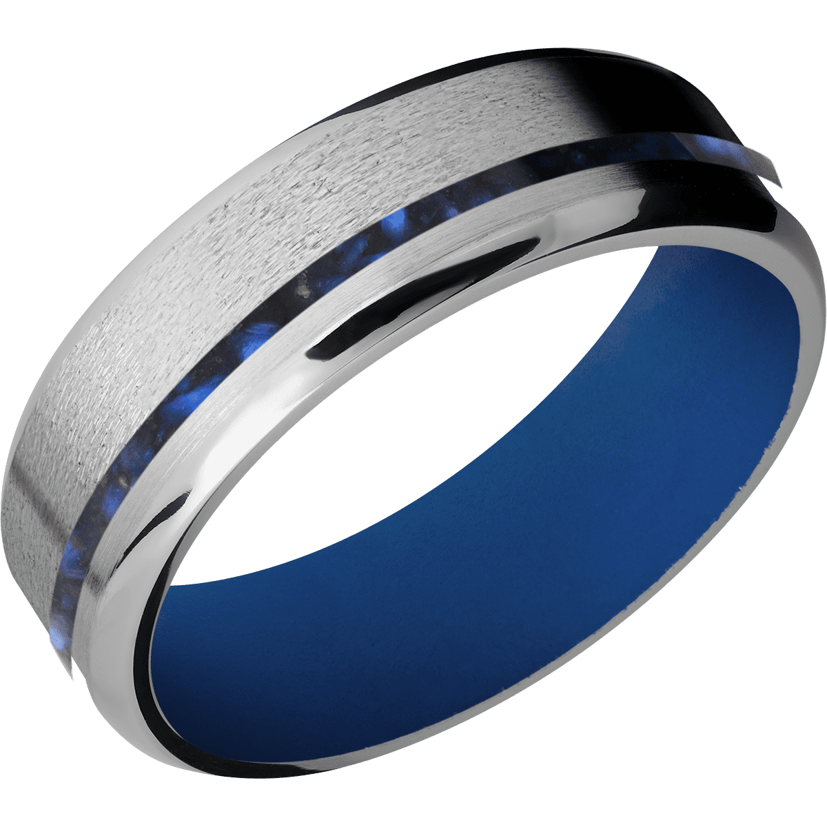 Titanium + Stone , Polish Finish + Royal Blue