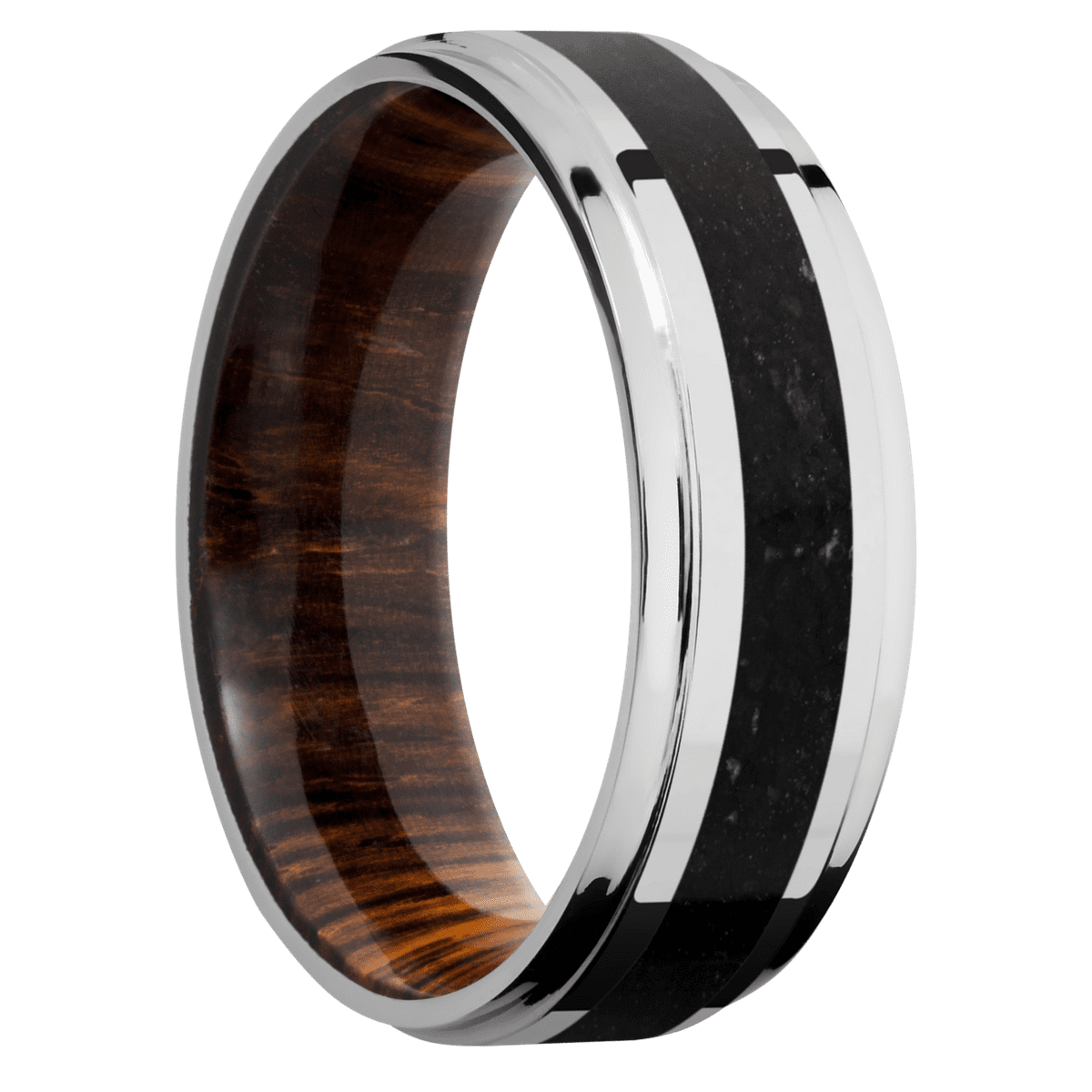 10K White Gold + Polish , Polish Finish + Cocobolo