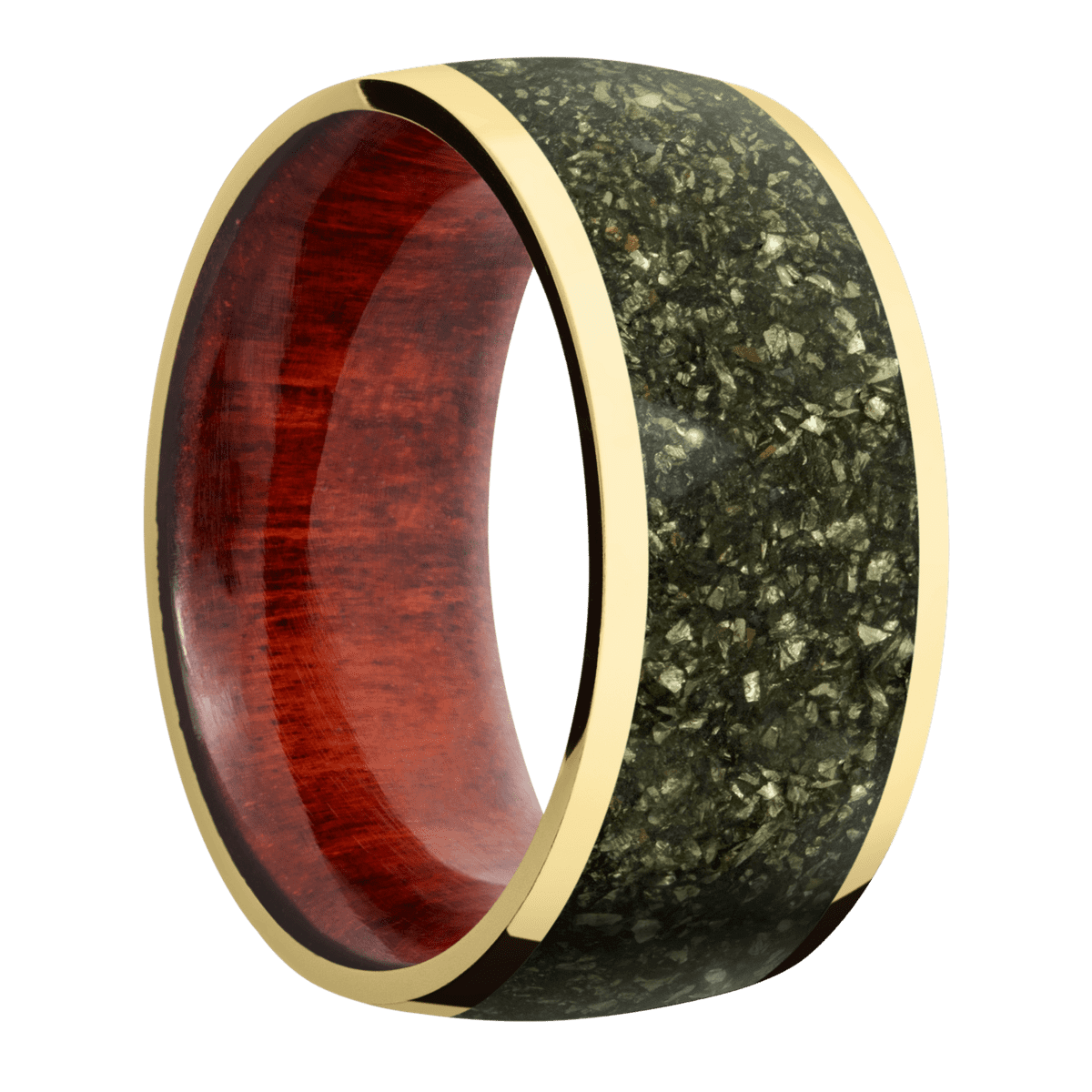 14K Yellow Gold + Polish Finish + Red Heart