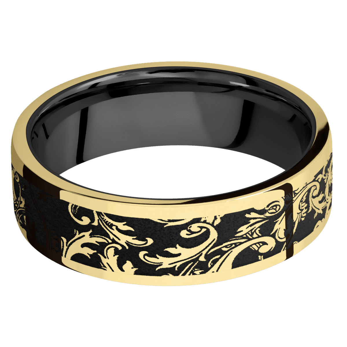 14K Yellow Gold + Polish Finish + Zirconium