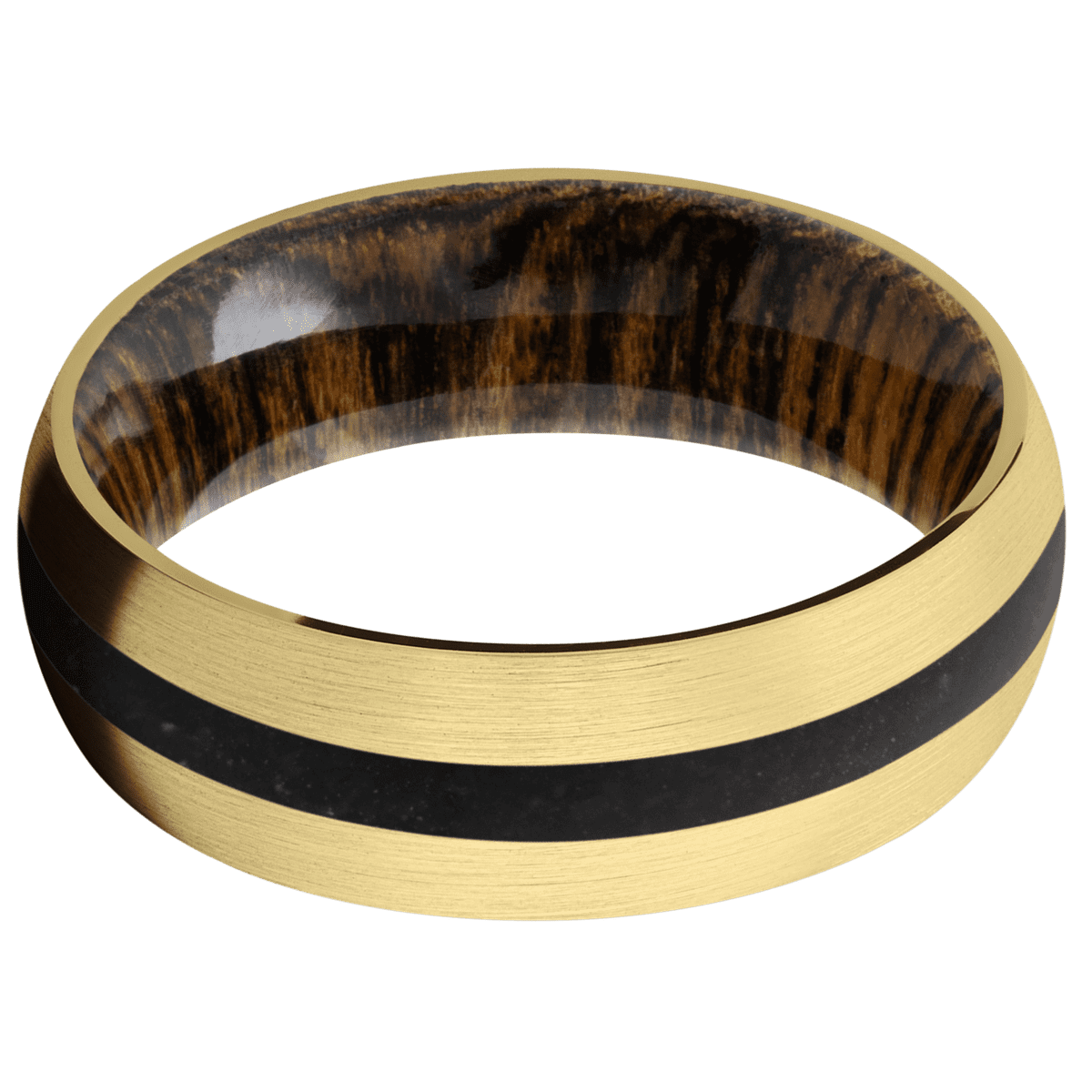 14K Yellow Gold + Satin Finish + Bocote