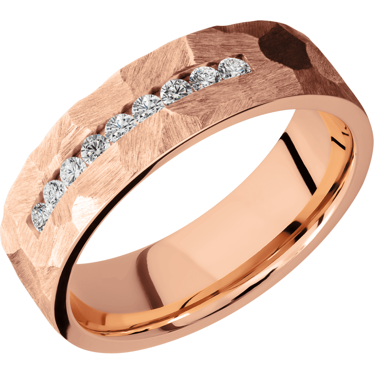 14K Rose Gold + Rock Finish