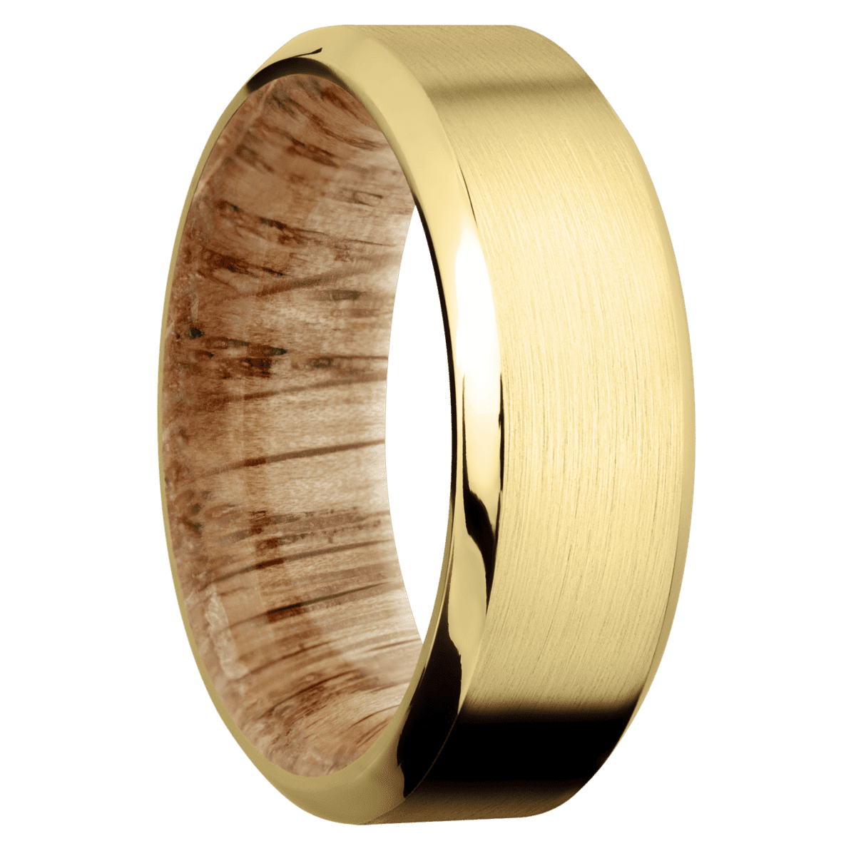 10K Yellow Gold + Satin , Polish Finish + Natural Oak