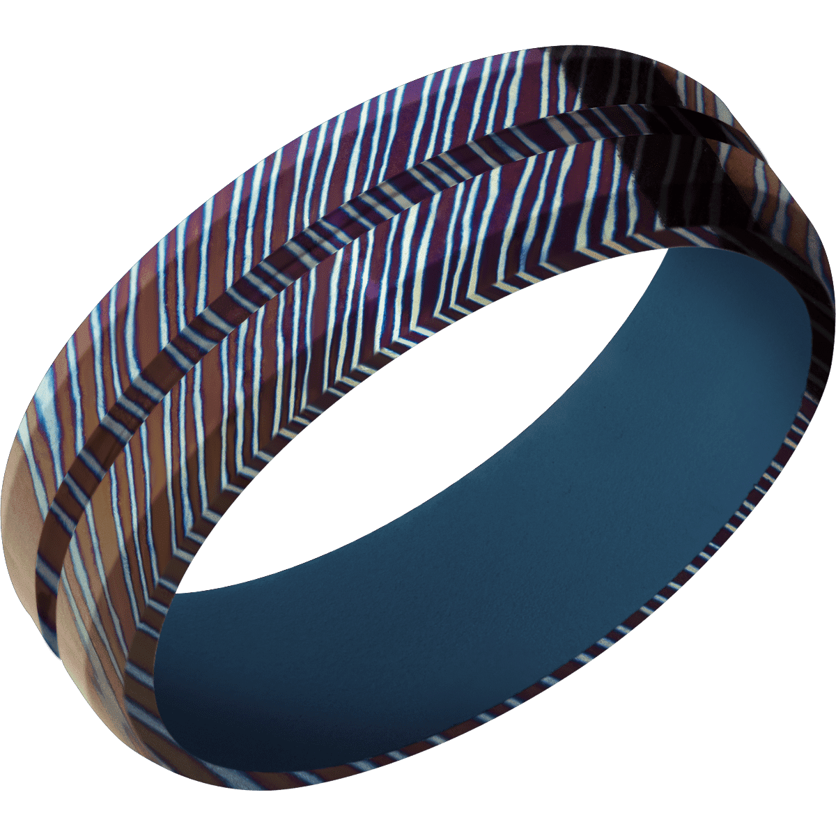Titanium Damascus + Polish , Polish Finish + Sky Blue