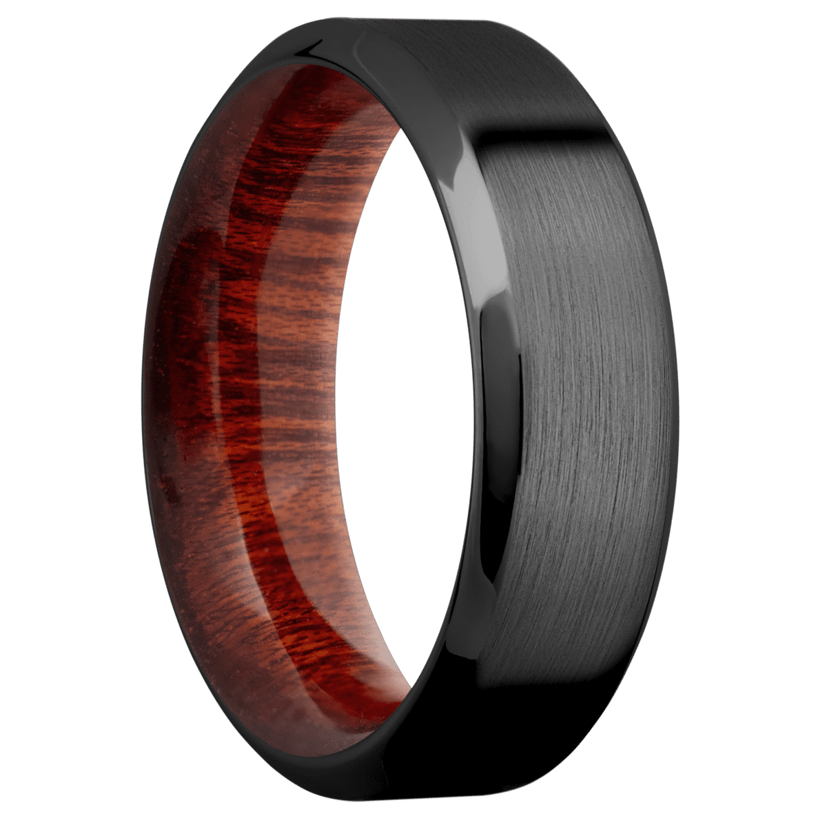 Zirconium + Satin , Polish Finish + Blood Wood