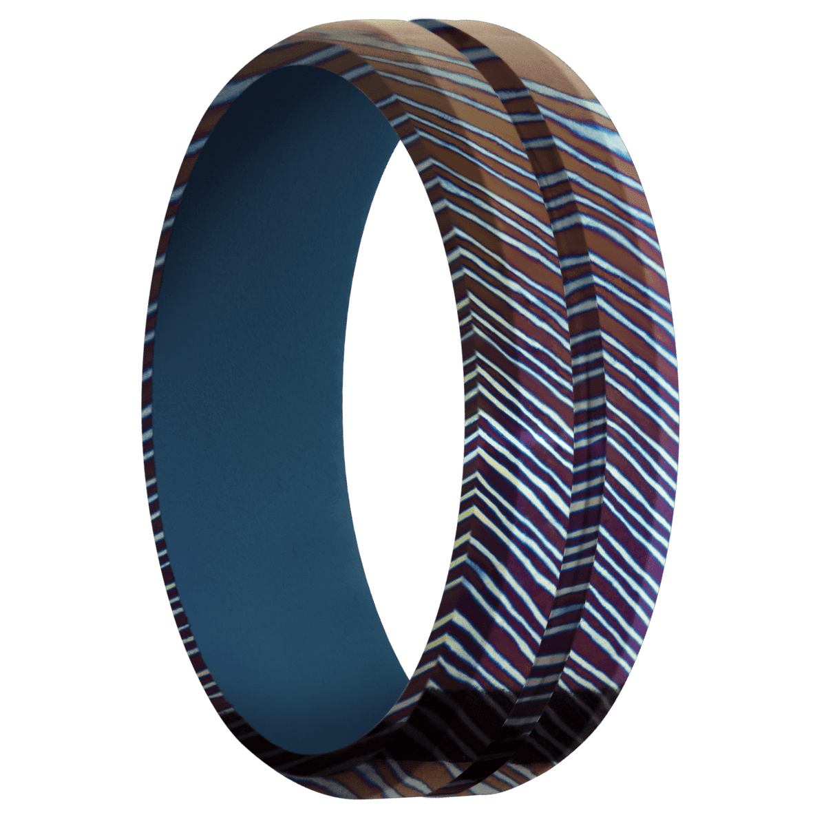 Titanium Damascus + Polish , Polish Finish + Sky Blue