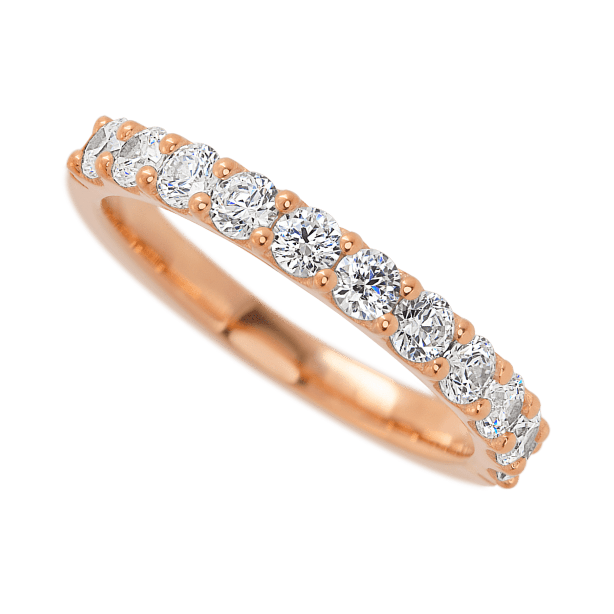 14K Rose Gold band with 11 Round White Lab Diamond having TCW-.77