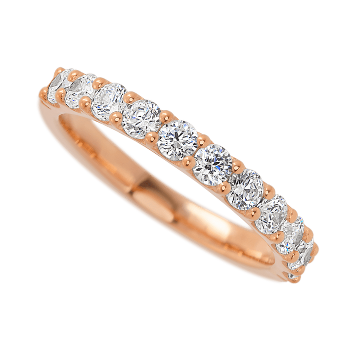 14K Rose Gold band with 11 Round White Lab Diamond having TCW-.77