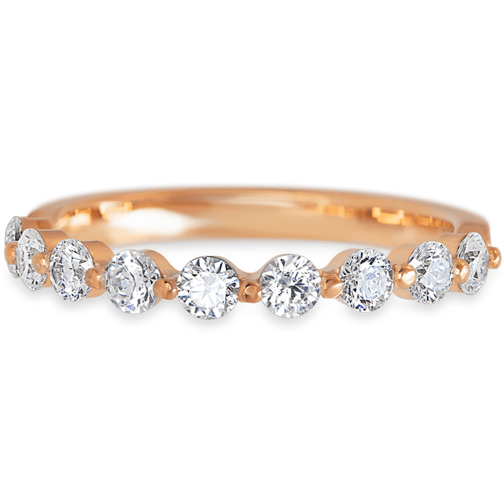 14K Rose Gold band with 9 Round White Lab Diamond having TCW-.63