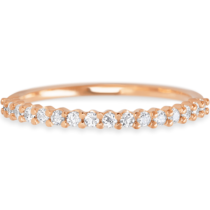 14K Rose Gold band with 18 Round White Lab Diamond having TCW-.27