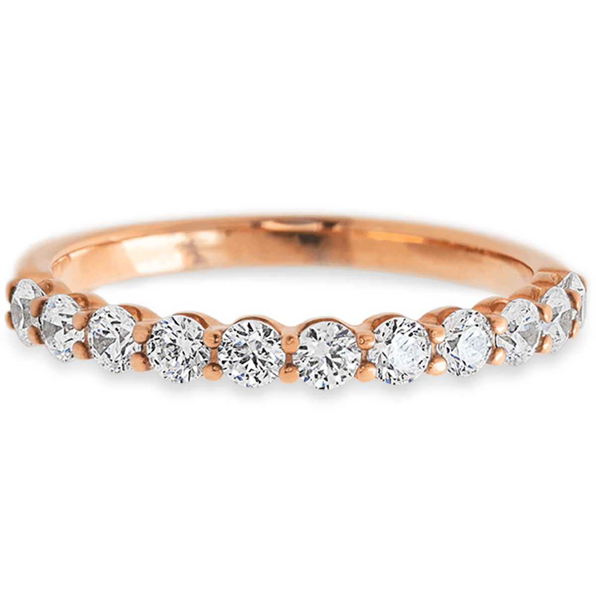 14K Rose Gold band with 11 Round White Lab Diamond having TCW-.55