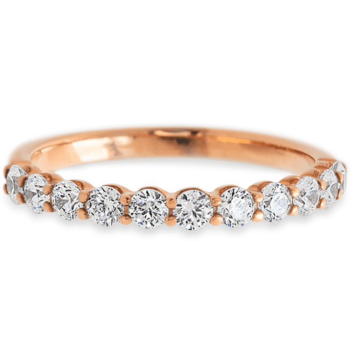 14K Rose Gold band with 11 Round White Lab Diamond having TCW-.55