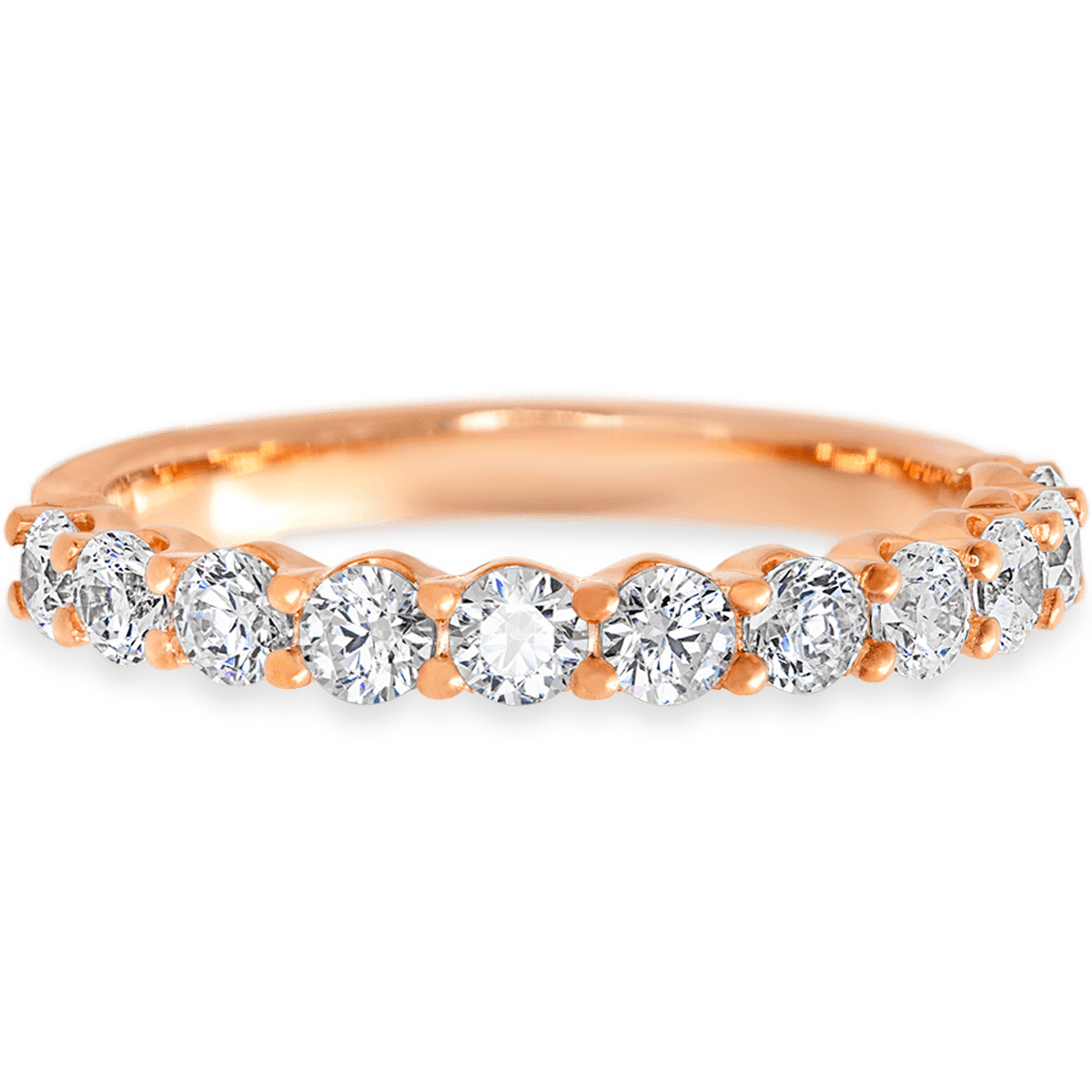 14K Rose Gold band with 11 Round White Lab Diamond having TCW-.77