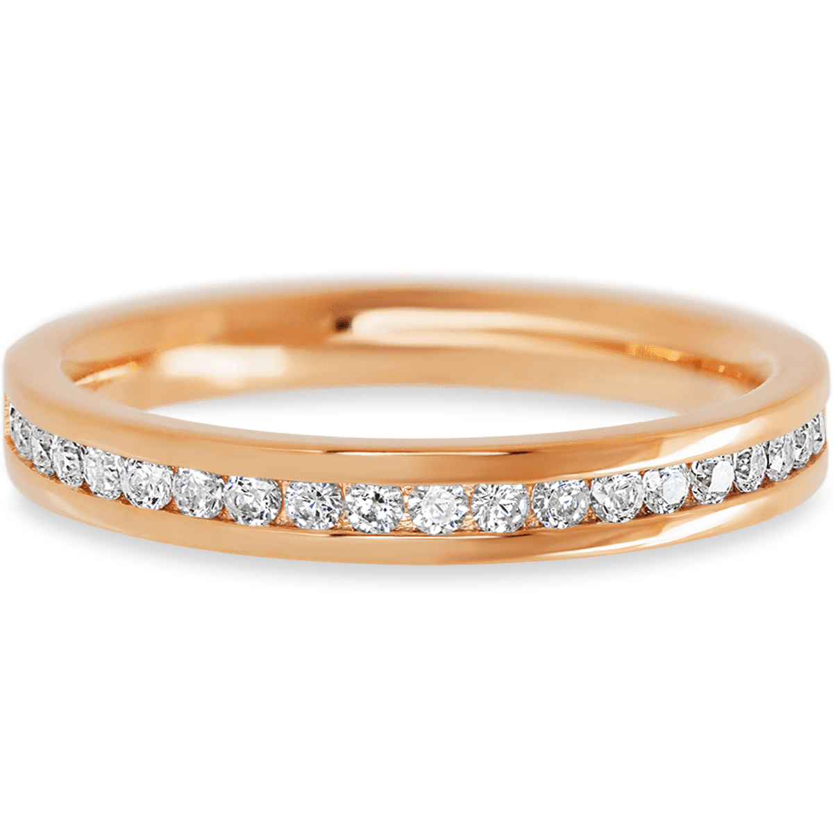 14K Rose Gold band with 21 Round White Lab Diamond having TCW-.32