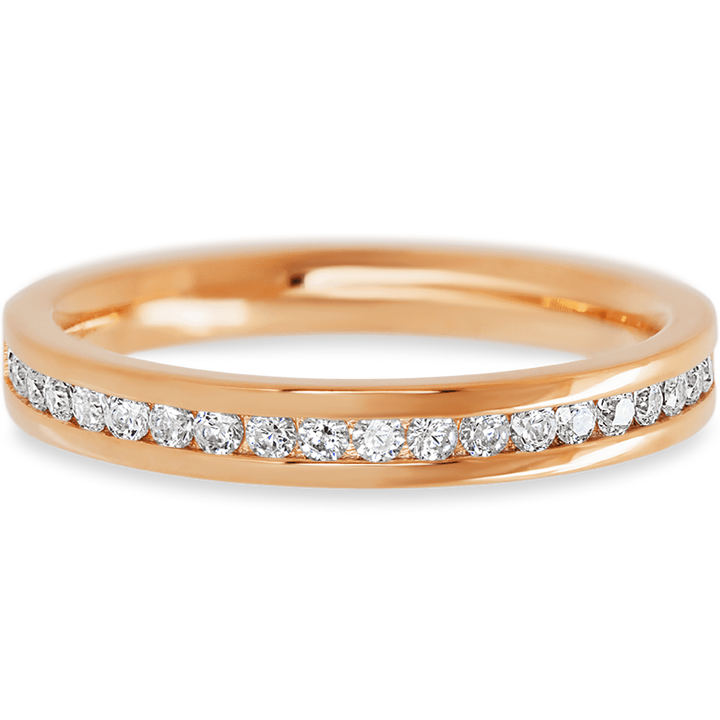 14K Rose Gold band with 21 Round White Lab Diamond having TCW-.32