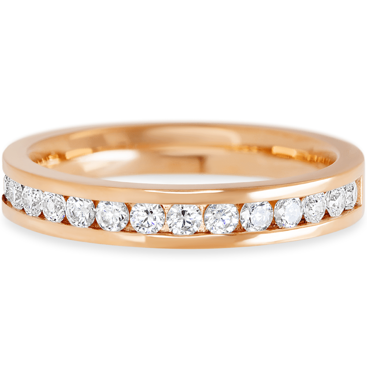 14K Rose Gold band with 15 Round White Lab Diamond having TCW-.45