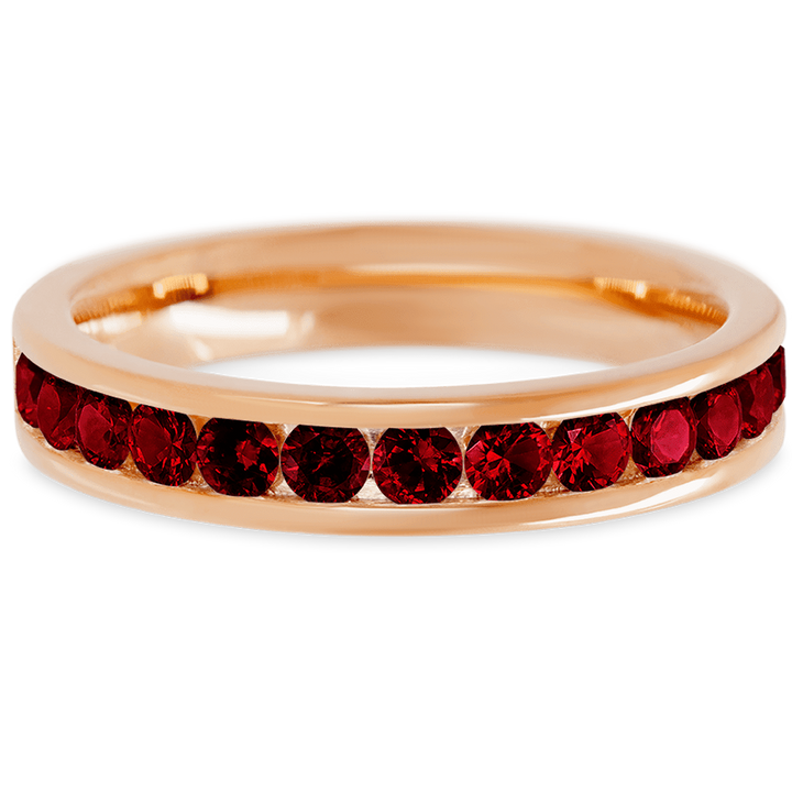 14K Rose Gold band with 13 Round Dark Ruby having TCW-.65