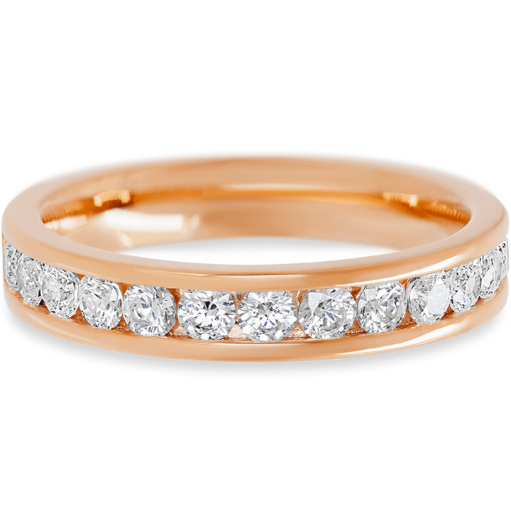 14K Rose Gold band with 11 Round White Lab Diamond having TCW-.77