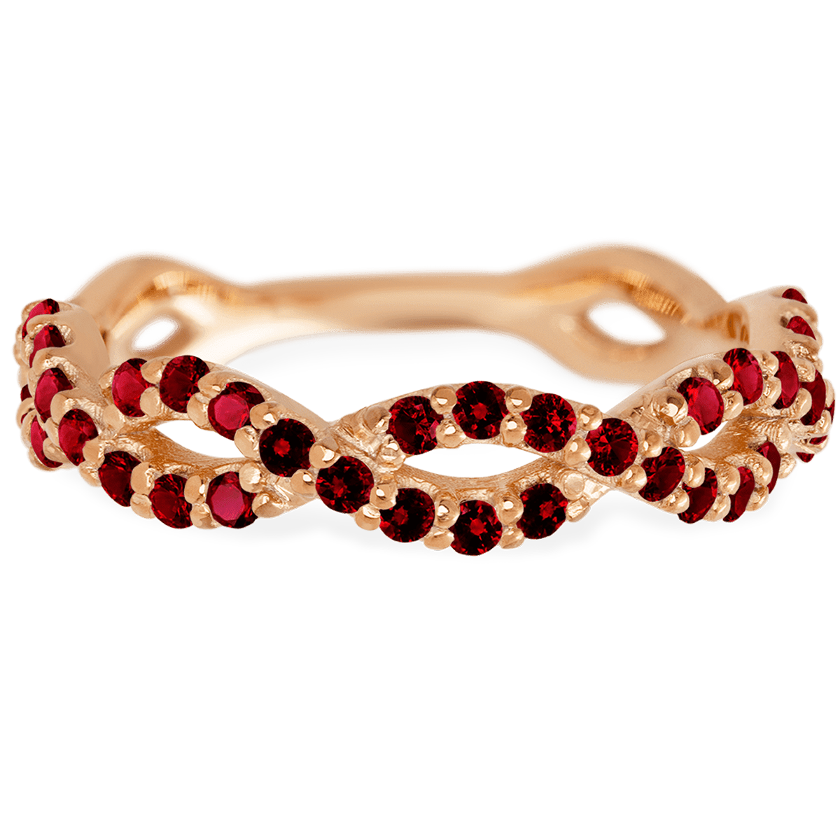 14K Rose Gold band with 46 Round Colored Gemstones having TCW-.69