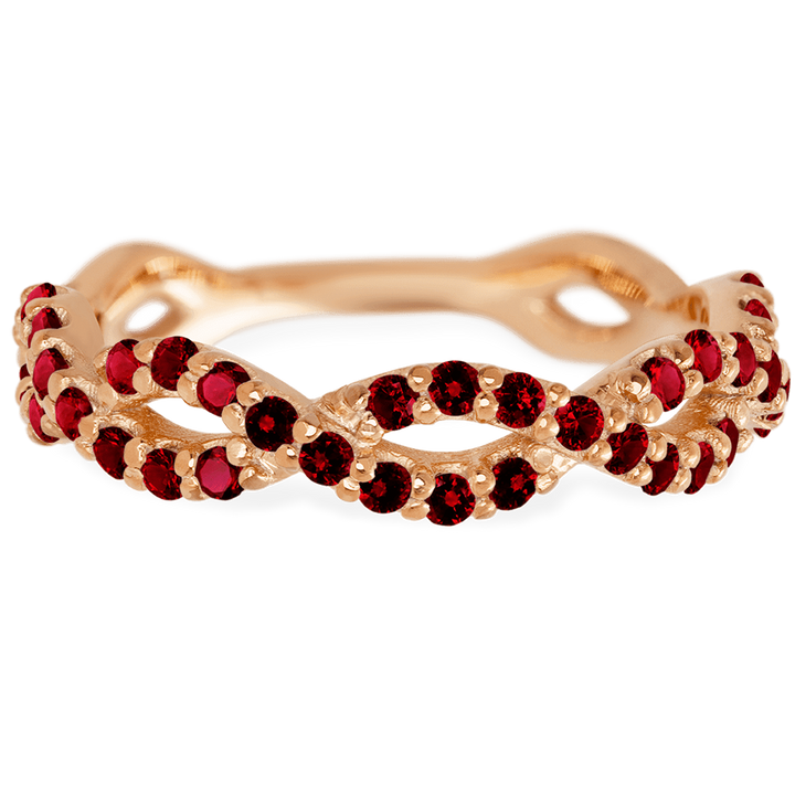 14K Rose Gold band with 46 Round Colored Gemstones having TCW-.69