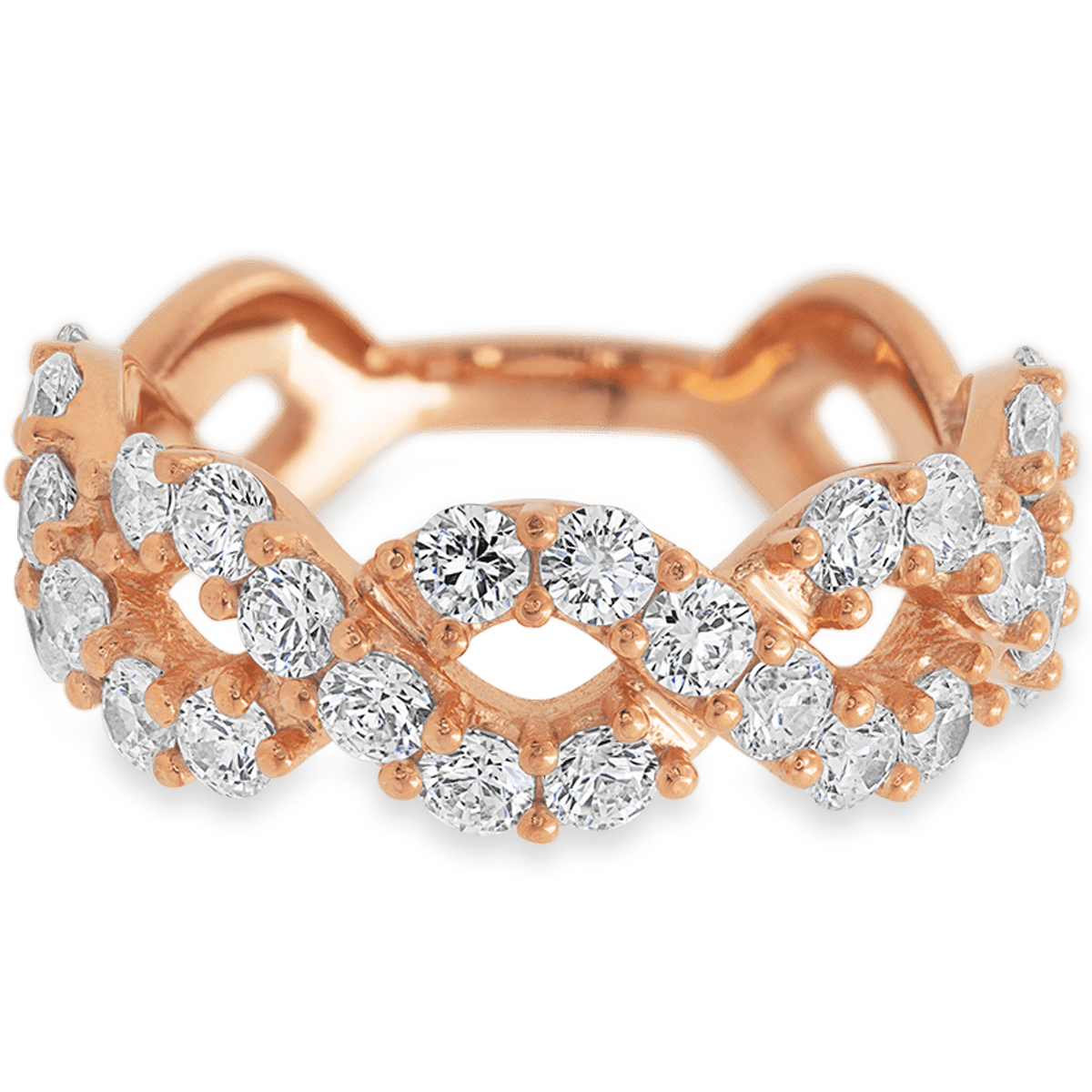 Weaved Rose Gold + White Diamonds