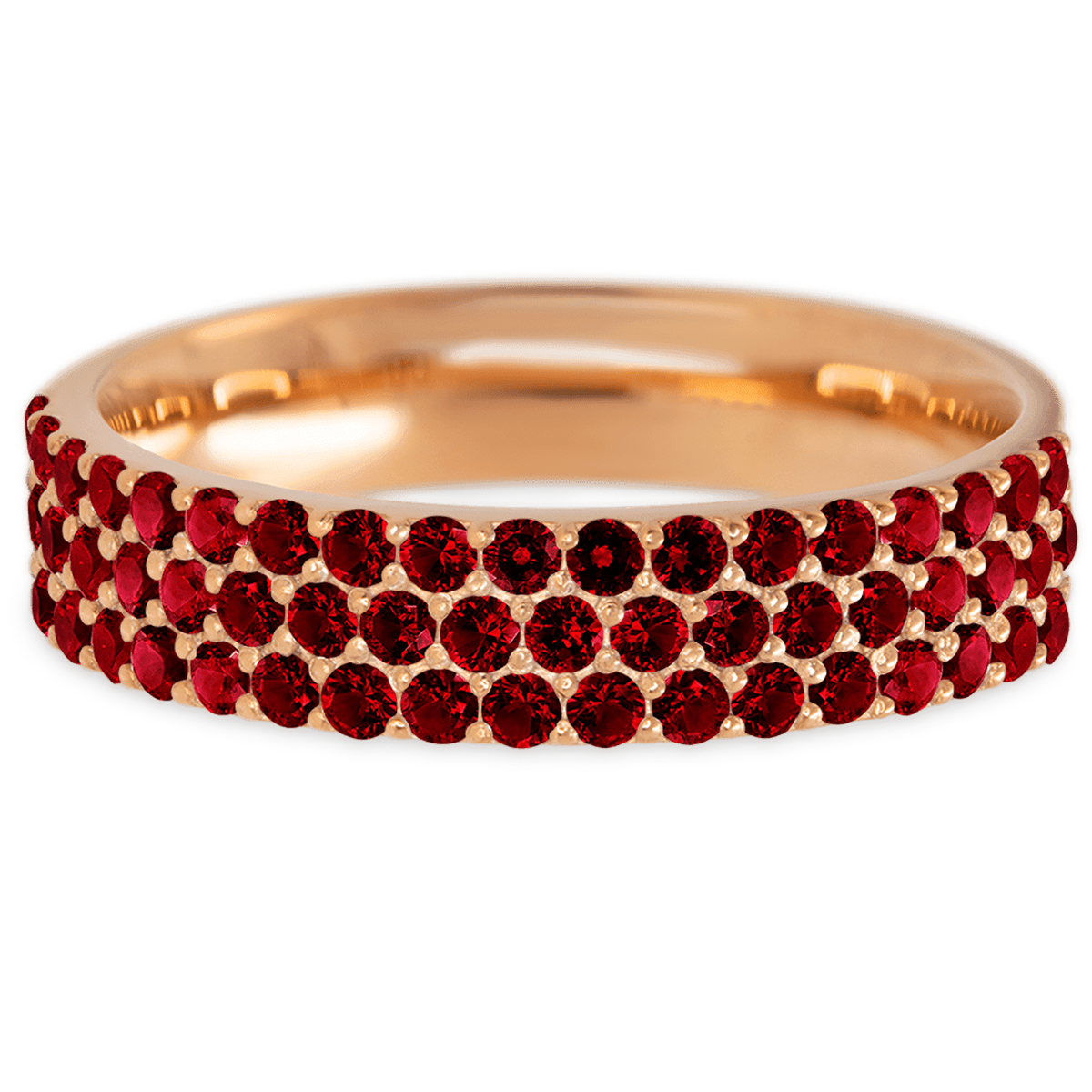 14K Rose Gold band with 55 Round Colored Gemstones having TCW-.82