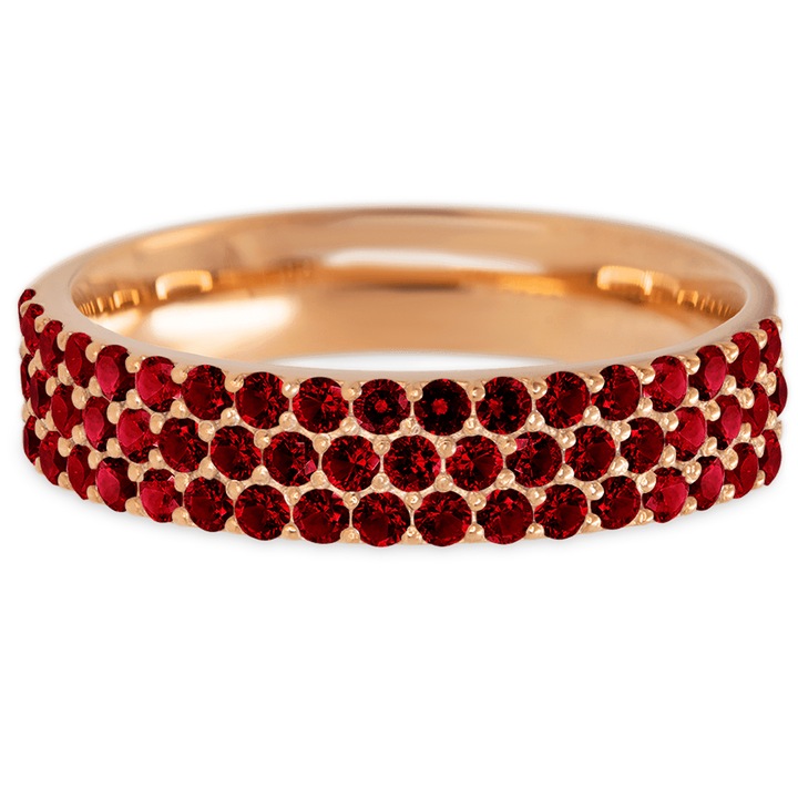 14K Rose Gold band with 55 Round Colored Gemstones having TCW-.82