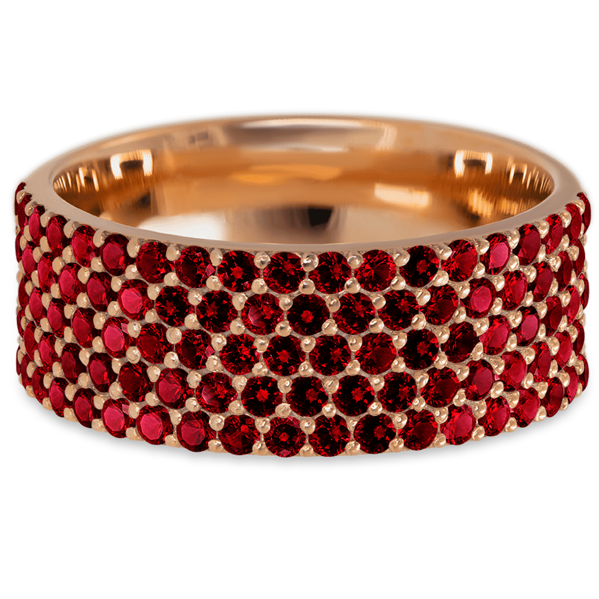 14K Rose Gold band with 93 Round Colored Gemstones having TCW-1.4