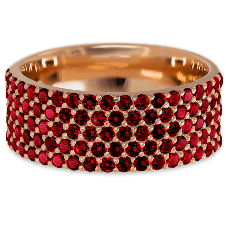 14K Rose Gold band with 93 Round Colored Gemstones having TCW-1.4