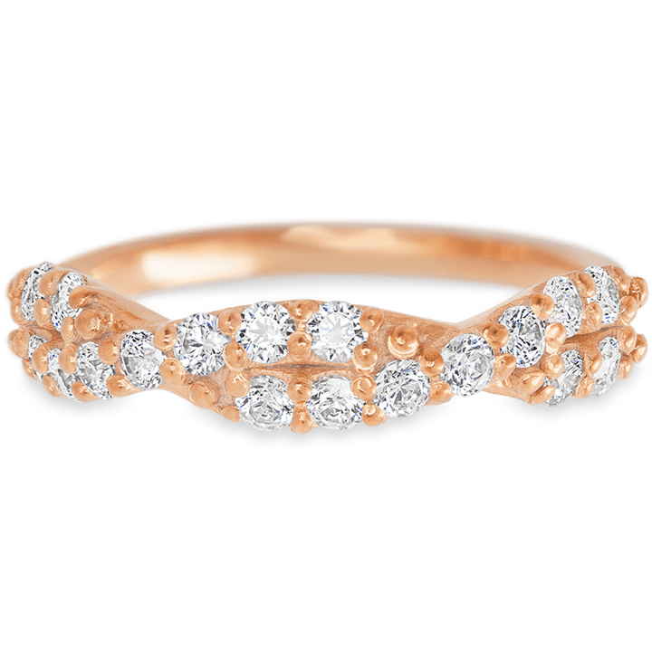 14K Rose Gold band with 18 Round White Lab Diamond having TCW-.54